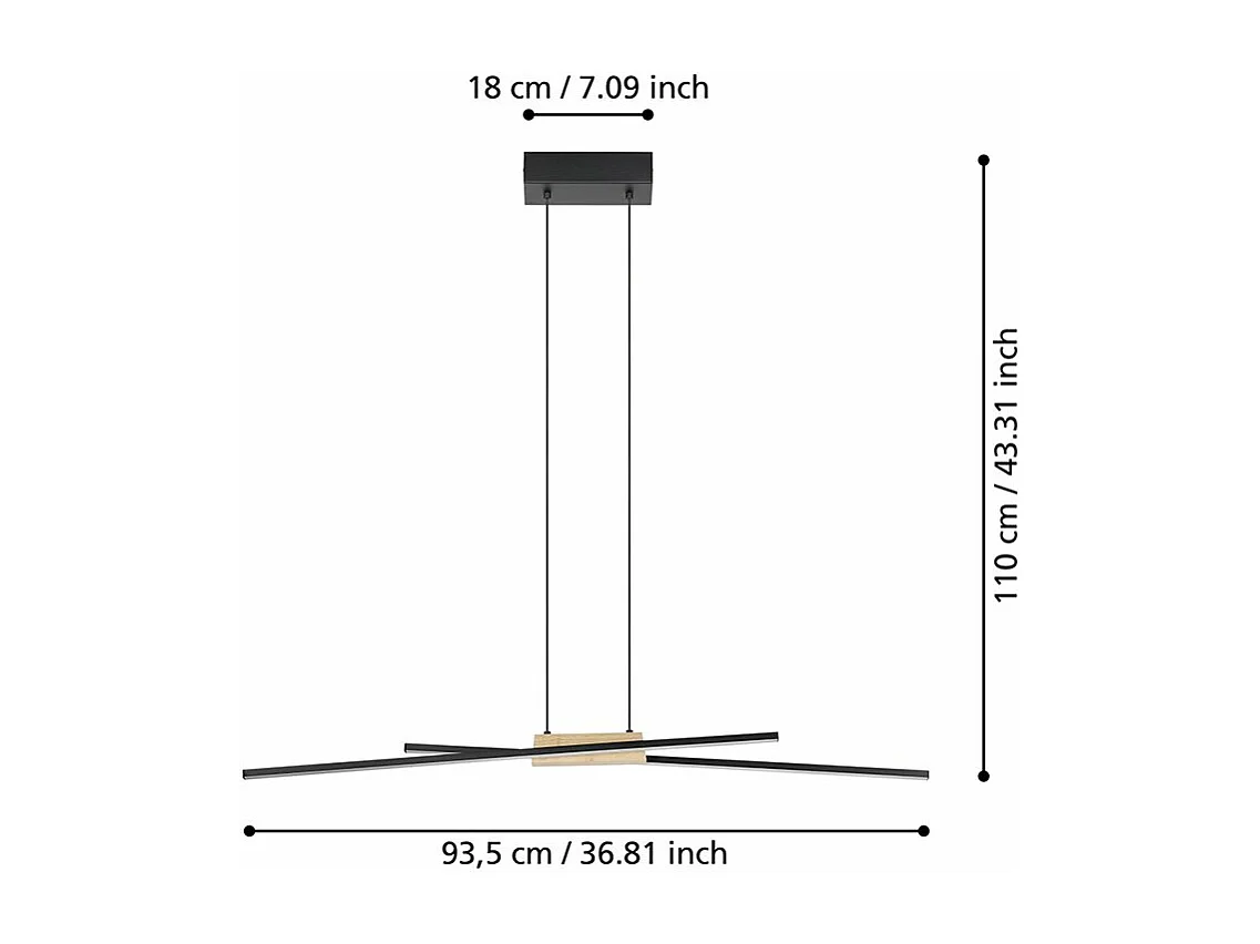 Lampadario Moderno Panagria Led Alluminio Rivestito In Legno Nero E Marrone