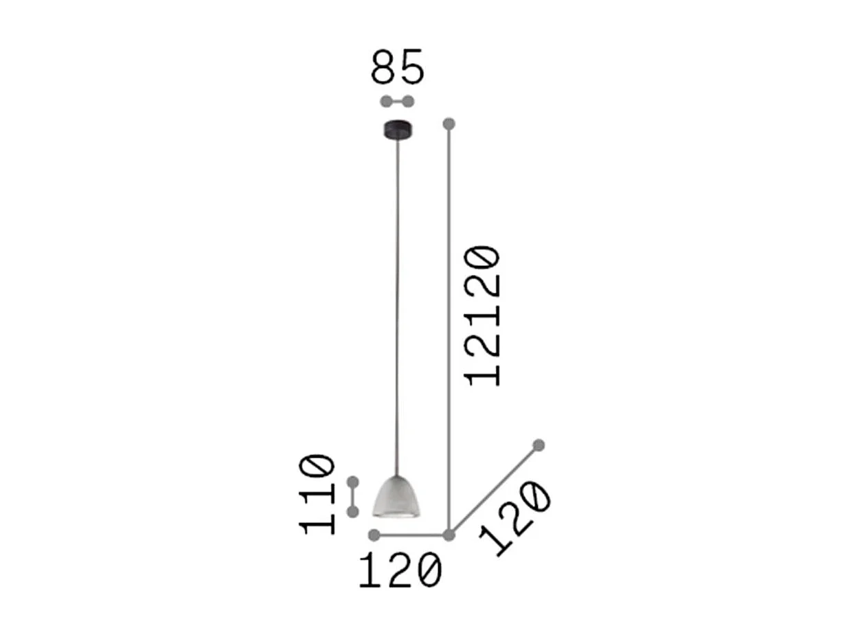 Ideal Lux Oil - 1 Licht Decke Anhänger Zement Grau, GU10