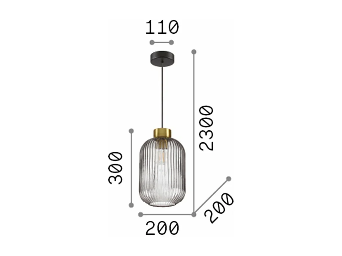 Ideal Lux MINT-3 - Cúpula de cristal para interior Lámpara colgante de techo 1 luz Ahumado, E27