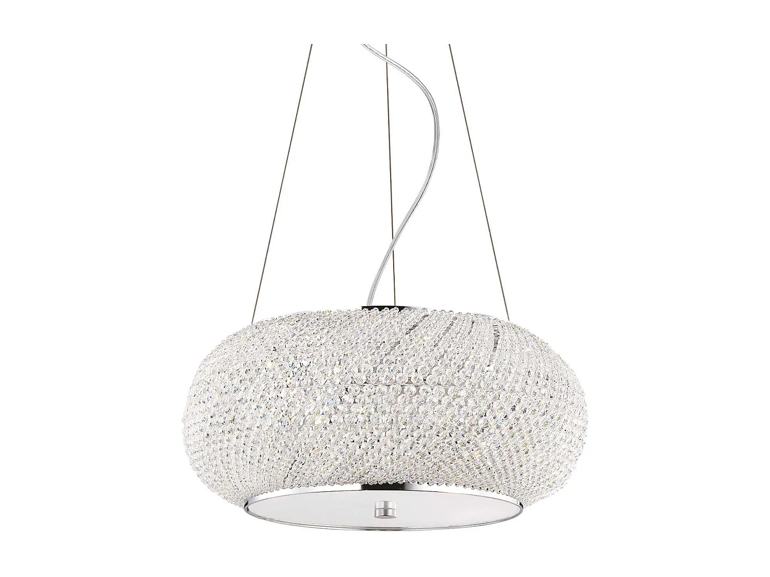 Ideal Lux Pasha' Suspension à 6 ampoules au fini chrome avec cristaux, E14