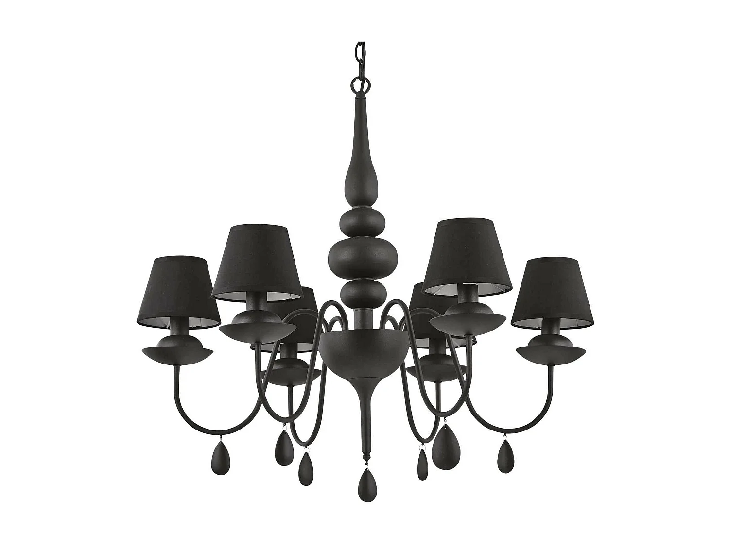 Ideal Lux Blanche - Lampadario a 6 luci multibraccio finitura nera, attacco E14