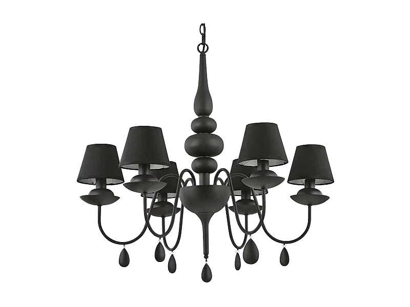 Ideal Lux Blanche - Lampadario a 6 luci multibraccio finitura nera, attacco E14