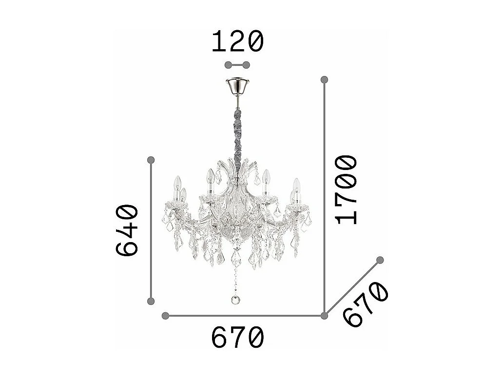 Ideal Lux Napoleon - Lámpara colgante de 8 luces Dorado