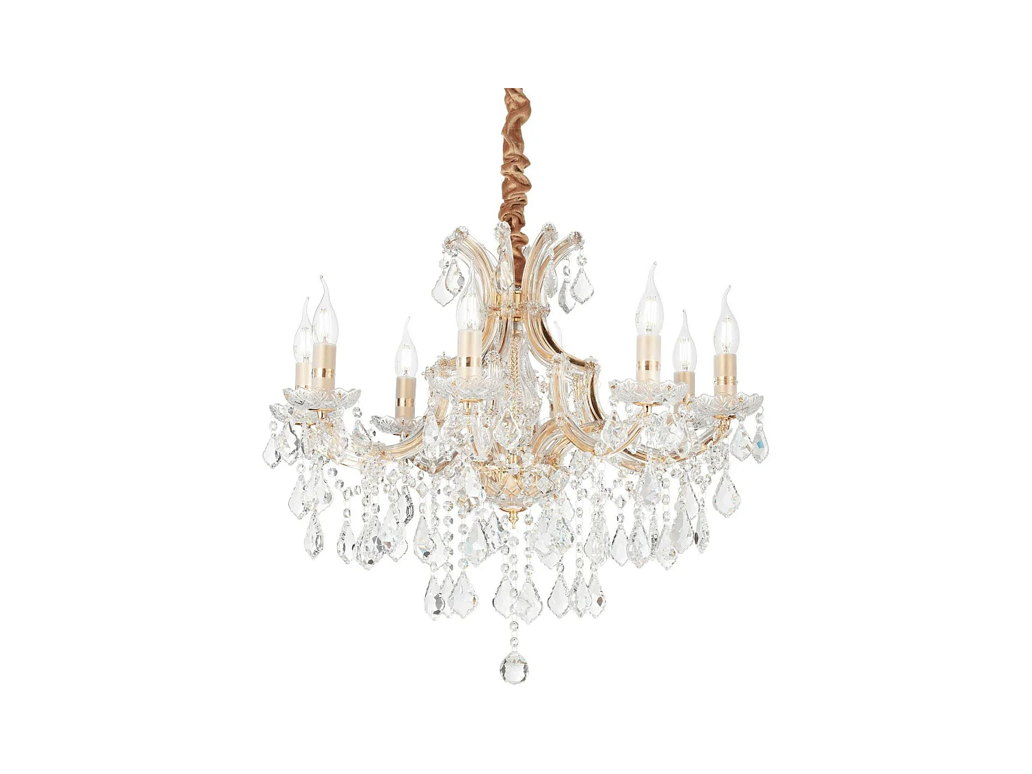 Ideal Lux Napoleon Suspension à 8 ampoules dorées