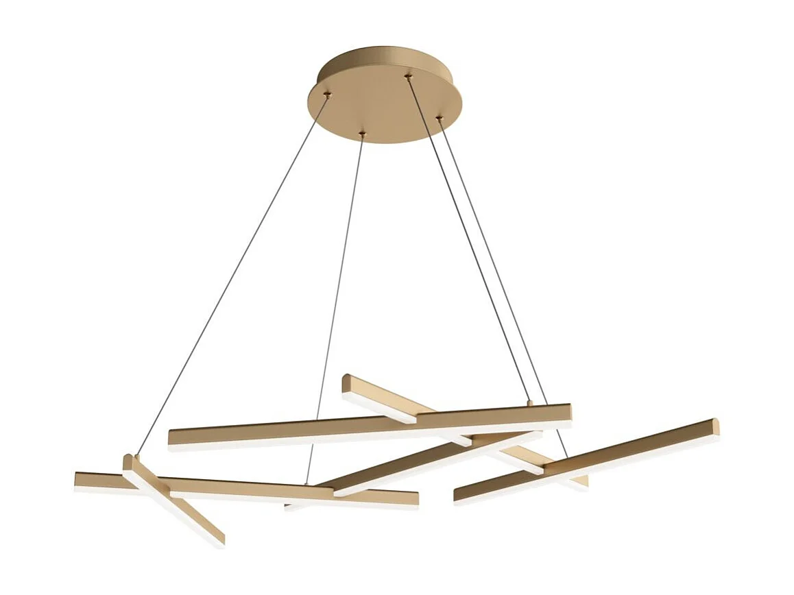 Maytoni Line Lámpara de techo colgante integrada moderna, oro mate, 3000K