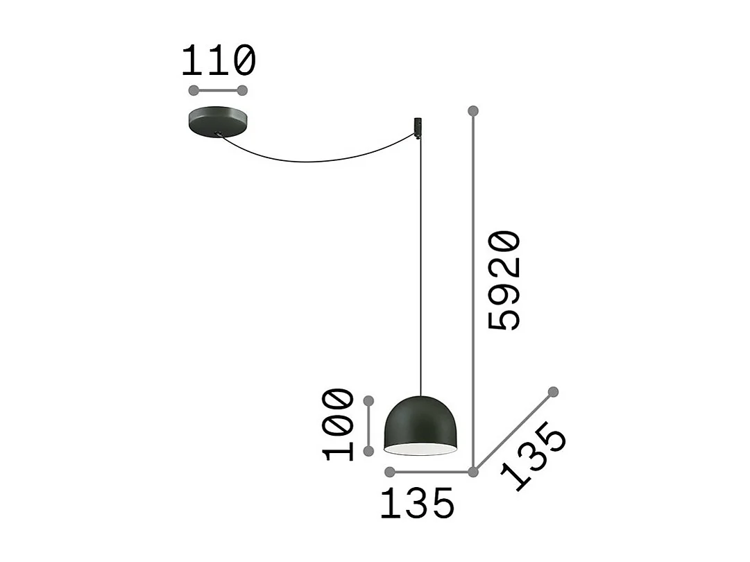 Ideal Lux Tall Plafonnier Dome 1 Lumière Blanc