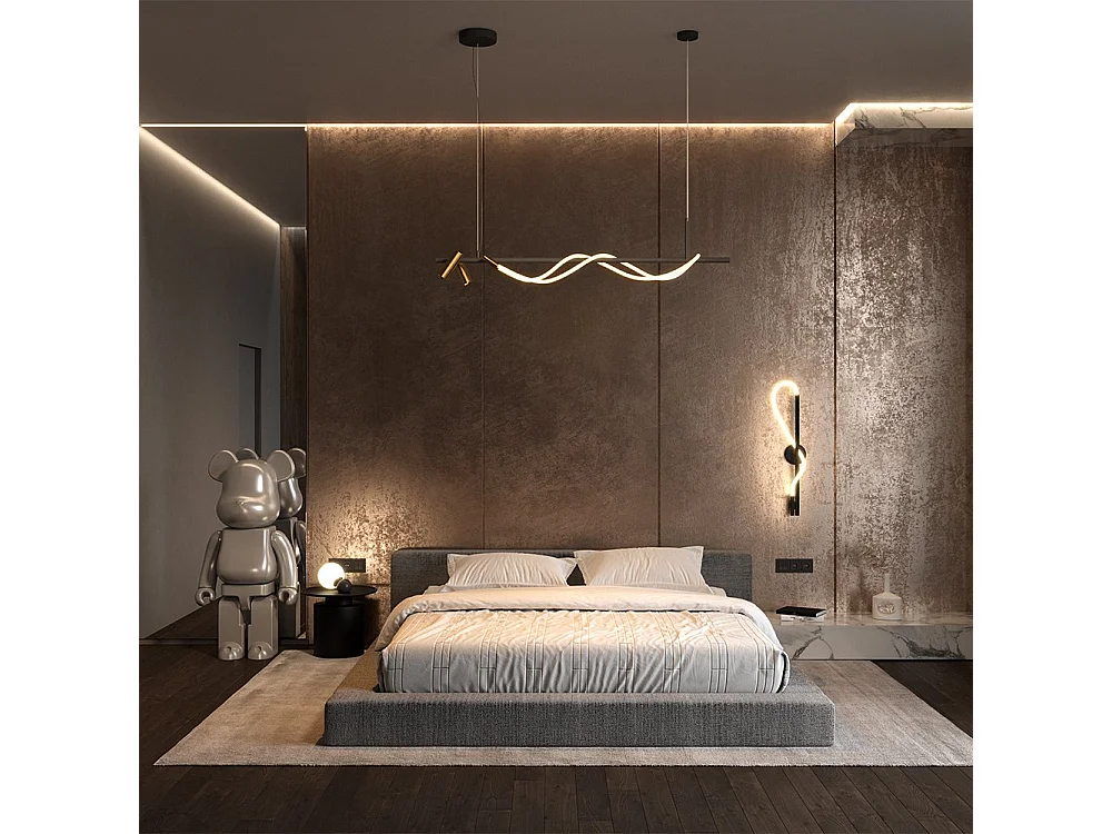 Lampadario A Sospensione Moderno Tau Alluminio Nero Luce Led 30W