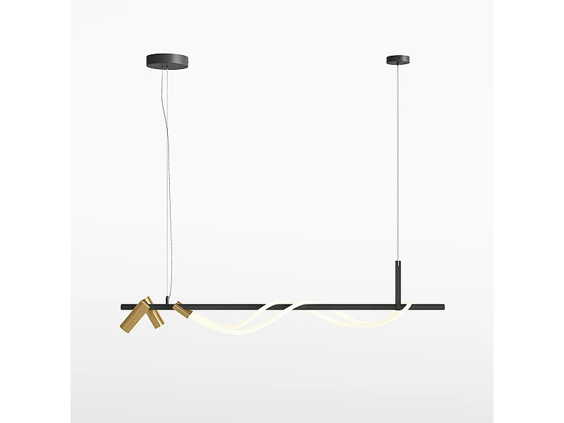 Lampadario A Sospensione Moderno Tau Alluminio Nero Luce Led 30W