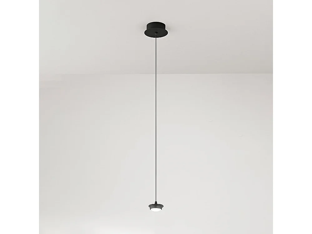 Sospensione Industrial-Minimal-Nordico Hunter Alluminio Nero Vetro Led 5W 3000K