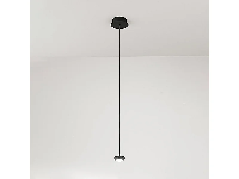 Sospensione Industrial-Minimal-Nordico Hunter Alluminio Nero Vetro Led 5W 3000K