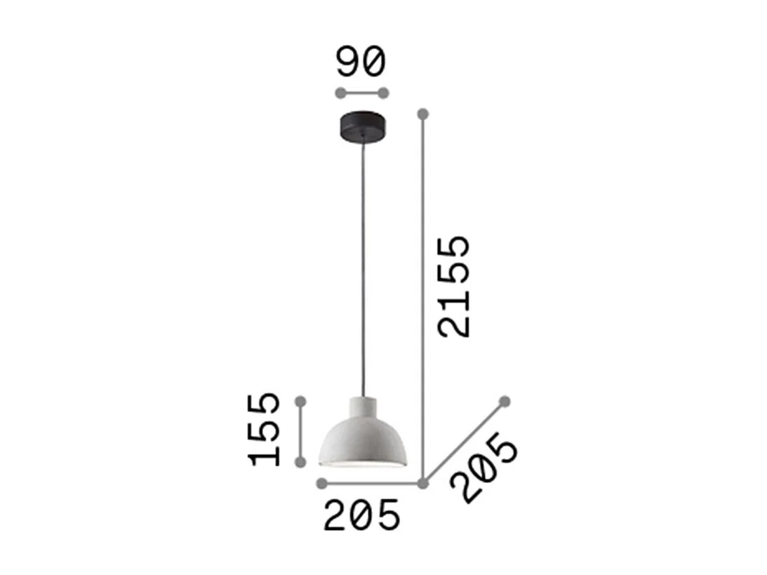 Ideal Lux Oil - 1 lámpara colgante de techo tipo domo gris cemento, E27