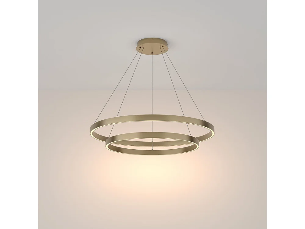 Lampadario A Sospensione Moderno Rim Alluminio Ottone 2 Luci Led 88W