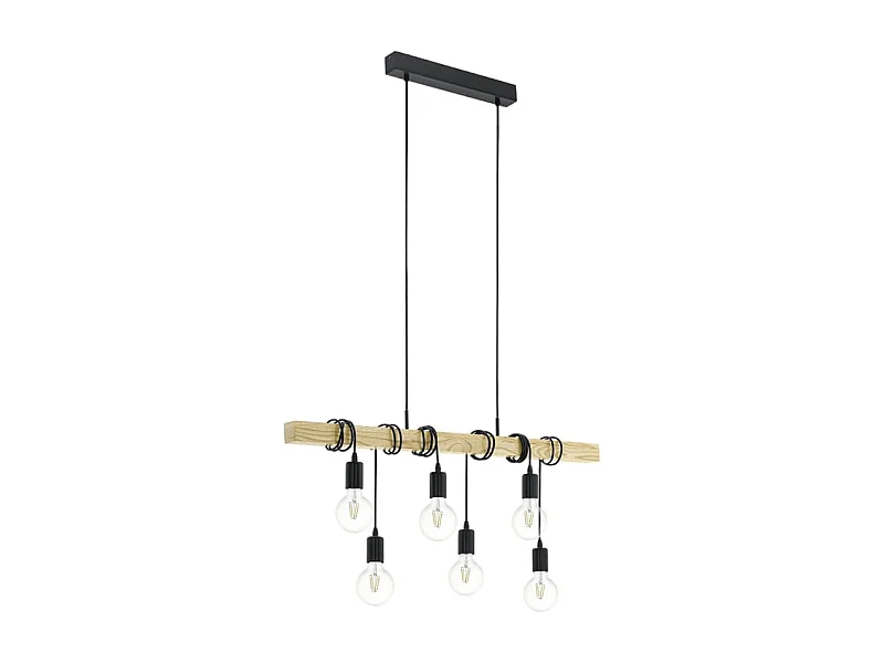 Hängeleuchte TOWNSHEND 6x25W Schwarz und Braun 95499