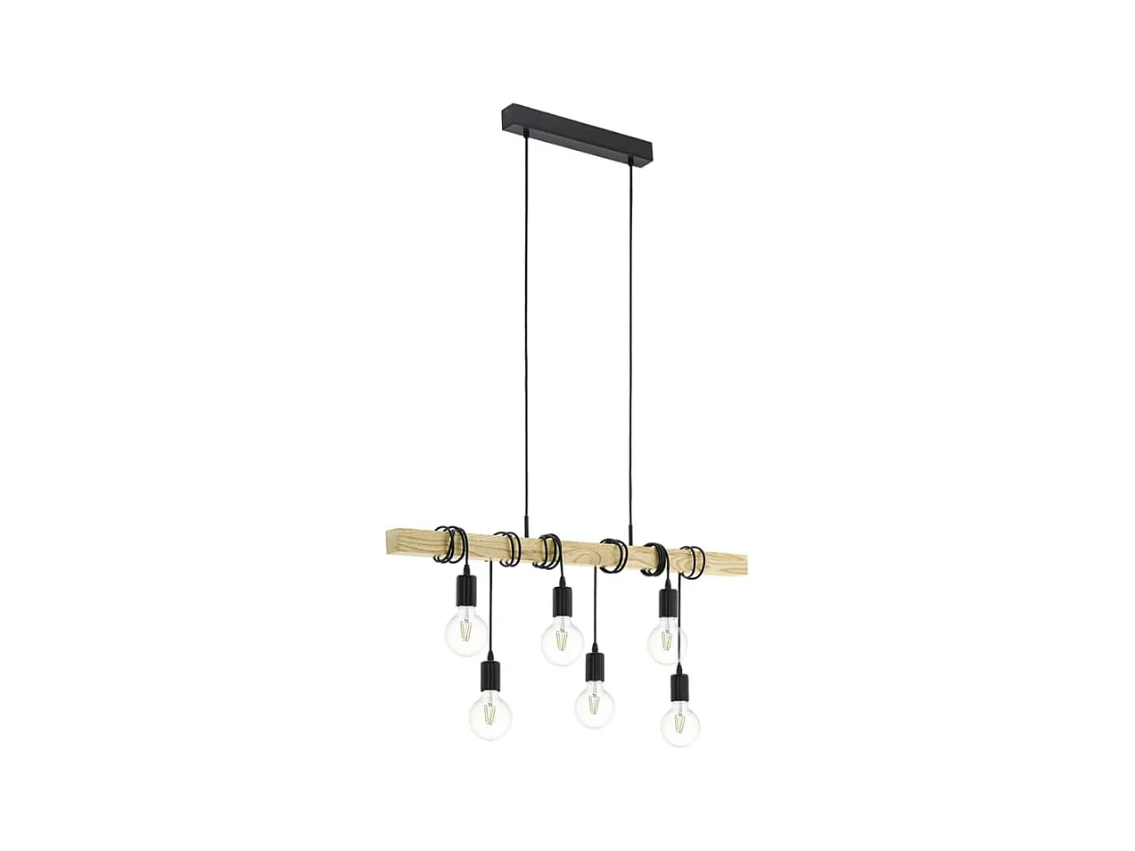 Lampadario Industrial Townshend 6 Luci Metallo Nero E Marrone