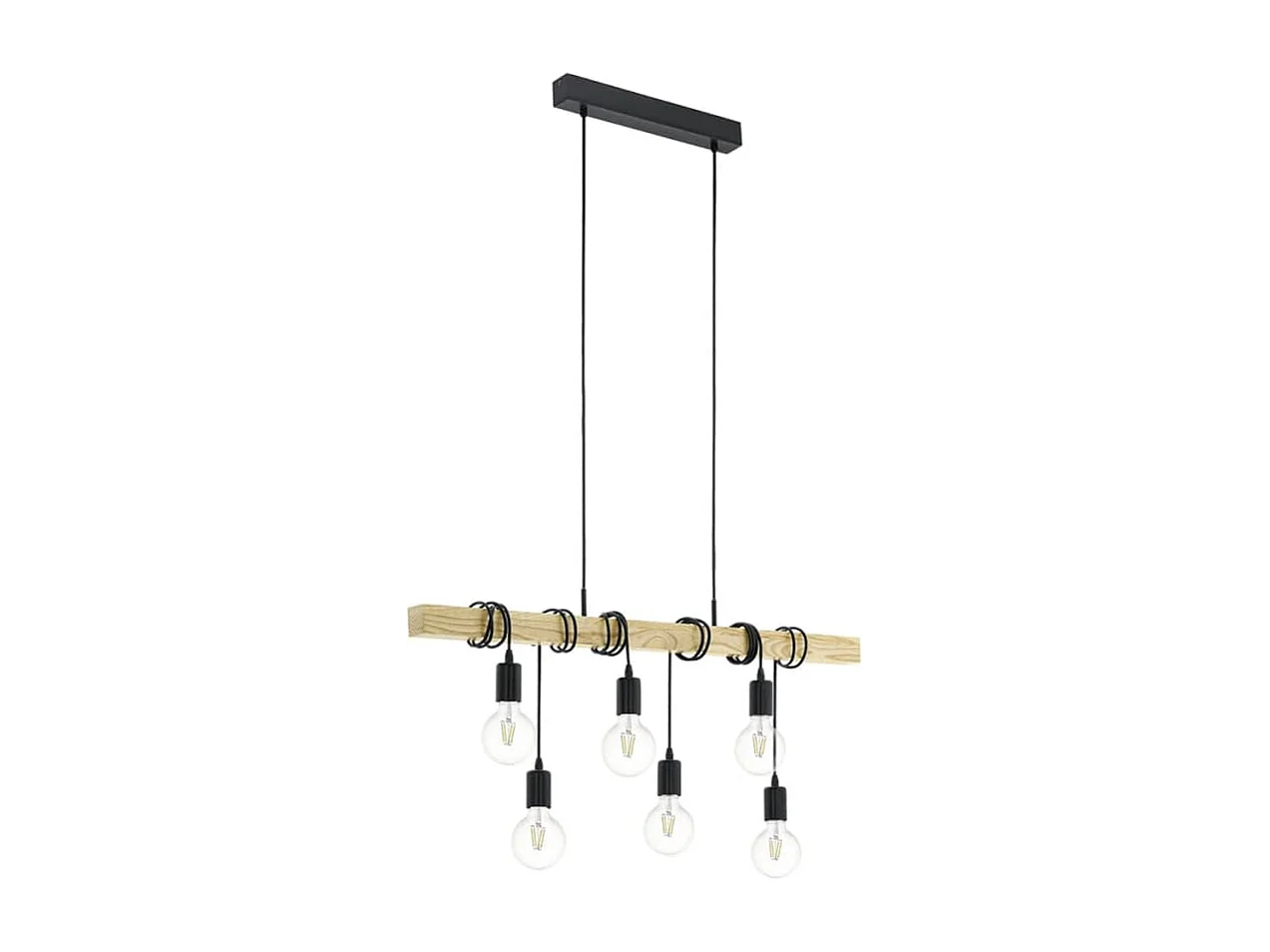 Hängeleuchte TOWNSHEND 6x25W Schwarz und Braun 95499