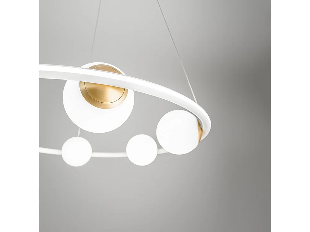 Suspension Led 80W 5820Lm 3000K, Structure Métal Blanc Et Diffuseurs Verre Opale Pour Éclairage Intérieur Élégant - Design Perenz Luminaires