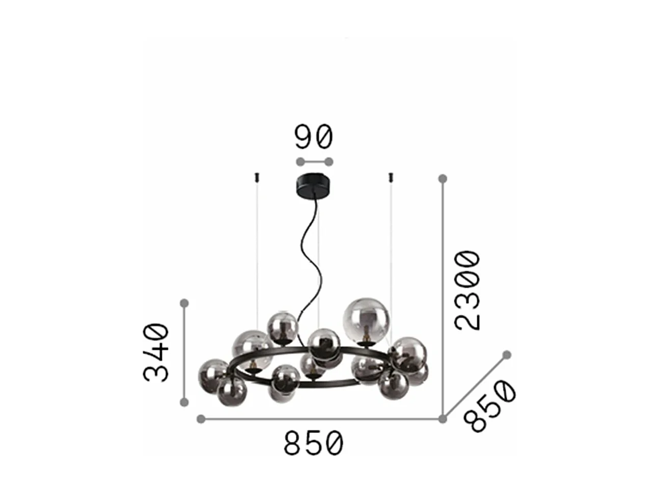 Ideal Lux PERLAGE Plafonnier rond à 14 lumières en laiton