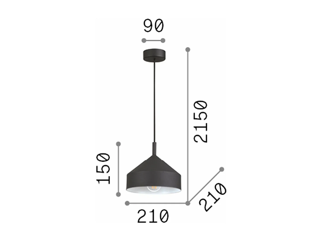 Ideal Lux YURTA Plafón Colgante Dome Blanco 21cm