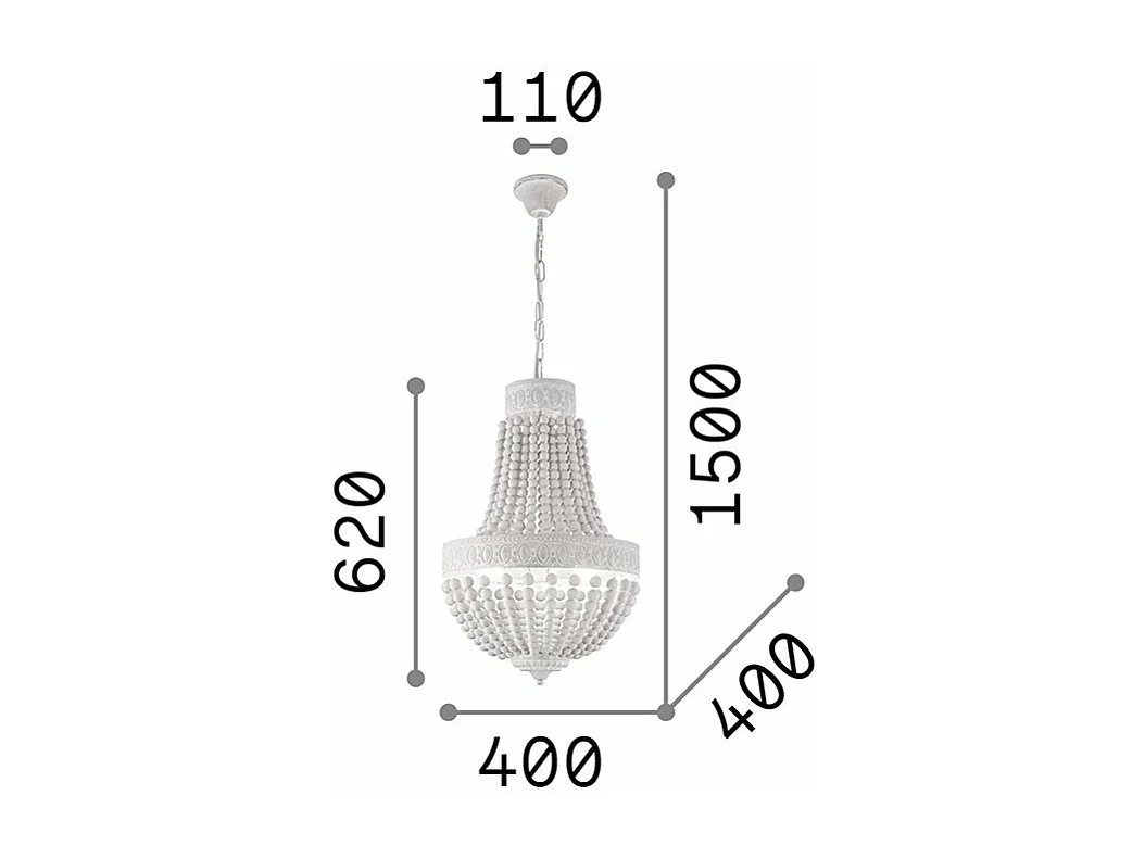 Ideal Lux Monet - Lámpara colgante de 5 luces Blanco