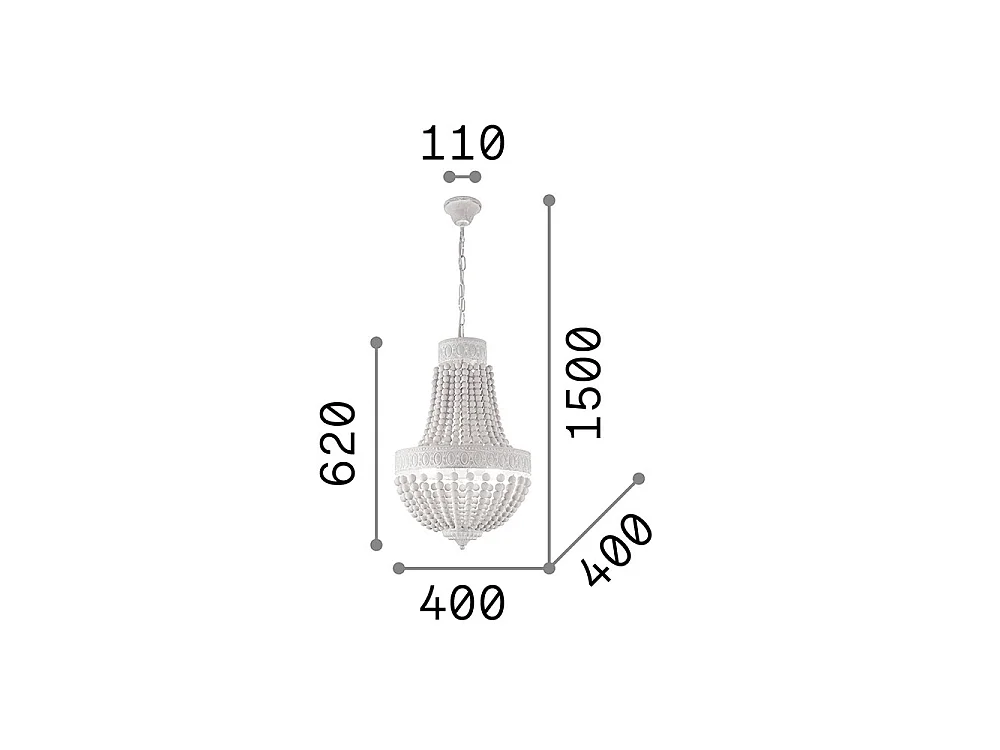Ideal Lux Monet - Lampada a sospensione a 5 luci bianca