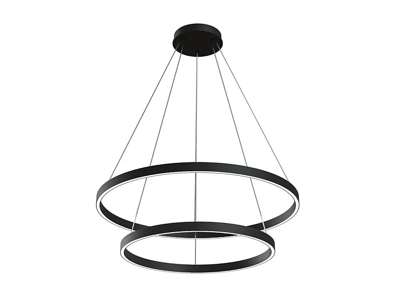 Maytoni Rim Modern Rim Integrated LED Black Lámpara de techo colgante circular de 2 niveles