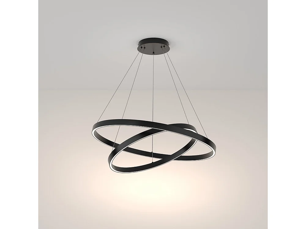 Maytoni Rim Moderne, randintegrierte, schwarze, 2-stufige, kreisförmige LED-Deckenleuchte