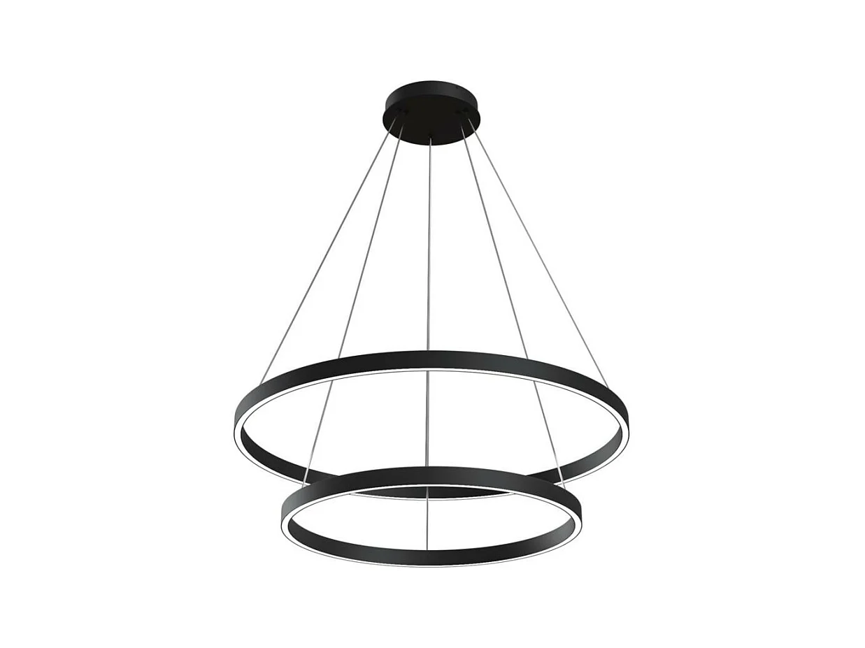 Maytoni Rim Plafoniera a sospensione circolare a LED nera a 2 livelli con bordo moderno integrato
