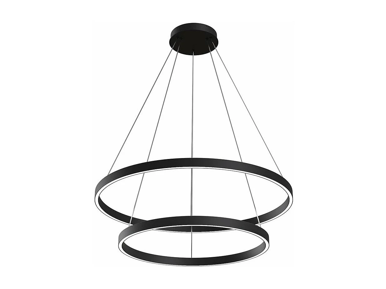 Maytoni Rim Plafoniera a sospensione circolare a LED nera a 2 livelli con bordo moderno integrato