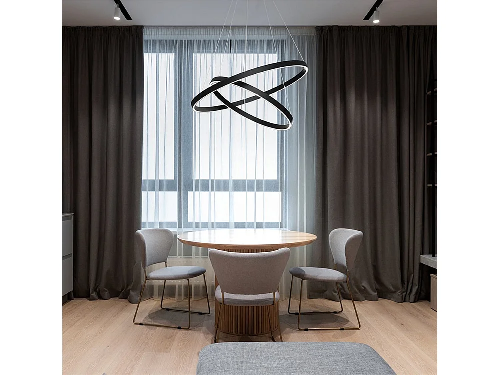 Maytoni Rim Plafoniera a sospensione circolare a LED nera a 2 livelli con bordo moderno integrato