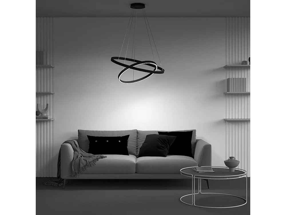 Maytoni Rim Plafoniera a sospensione circolare a LED nera a 2 livelli con bordo moderno integrato