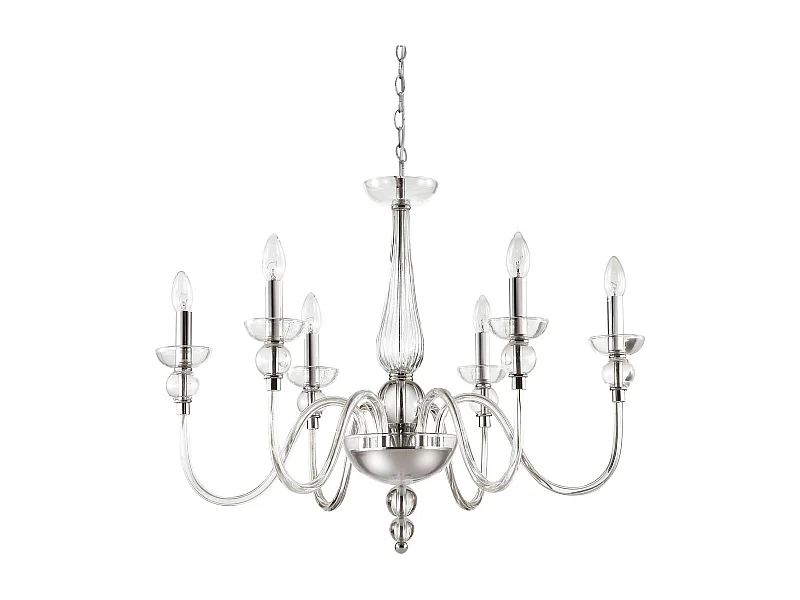 Ideal Lux Doge - Lampadario a 6 luci in vetro trasparente, E14