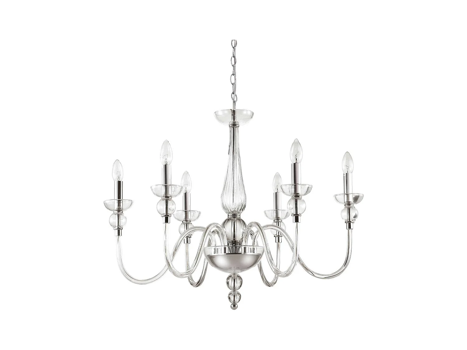 Ideal Lux Doge Lustre à 6 ampoules en verre transparent, E14
