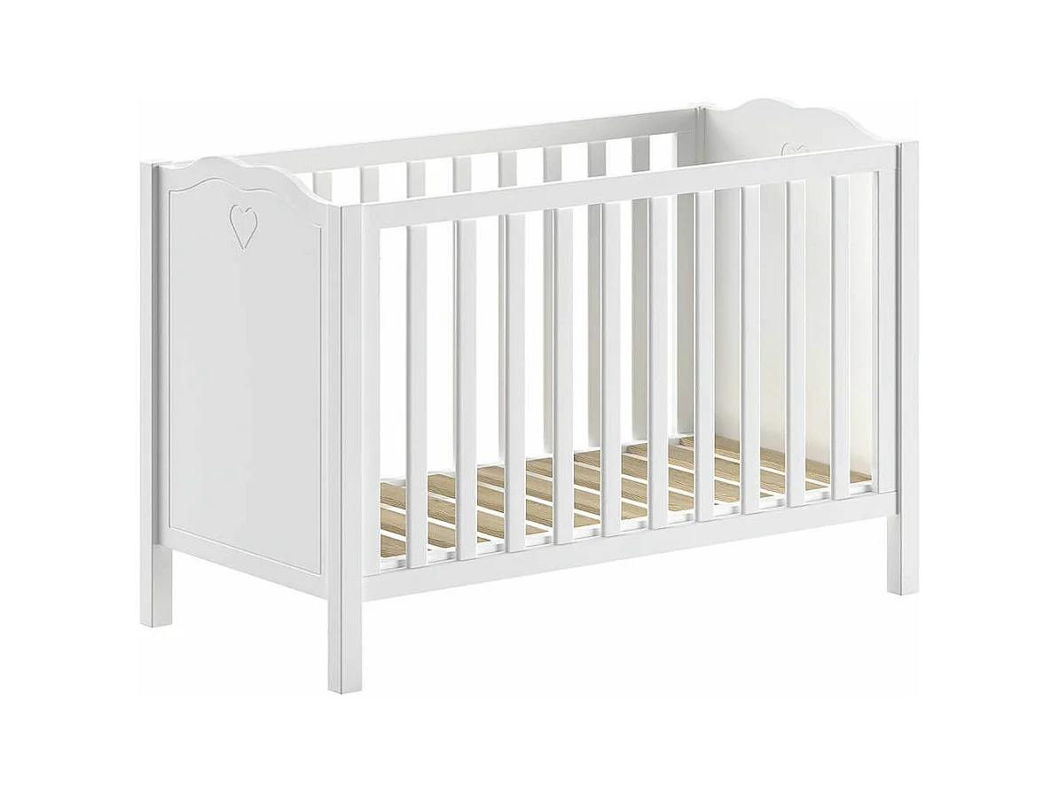 MILADY - Lit bébé 60x120cm Laqué Blanc Hauteur réglable