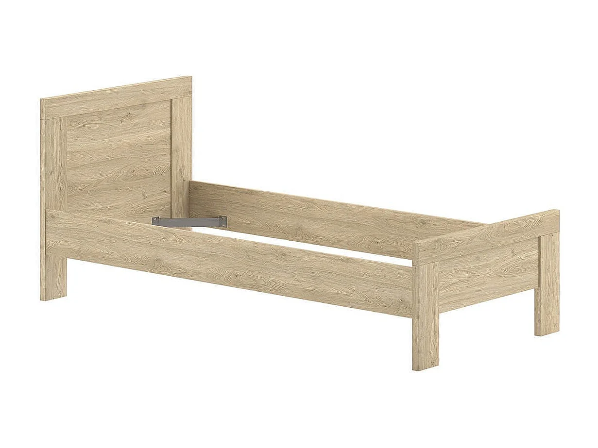 MARCO - Chambre Enfant Lit 90x200cm + Chevet + Armoire 3 Portes Aspect Chêne clair