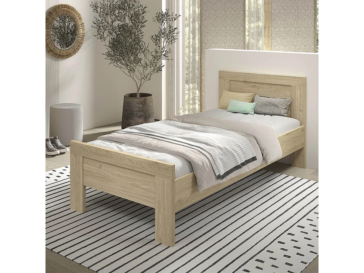 MARCO - Lit Enfant 90x200cm Aspect Chêne clair