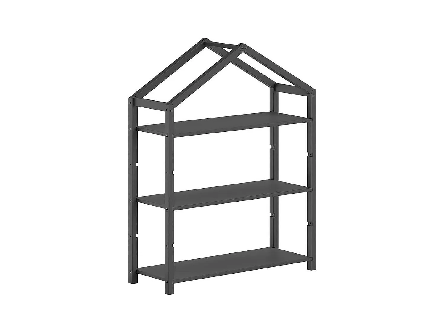 ARKAN - Bibliothèque Cabane en Pin Massif laqué Anthracite 3 Niveaux