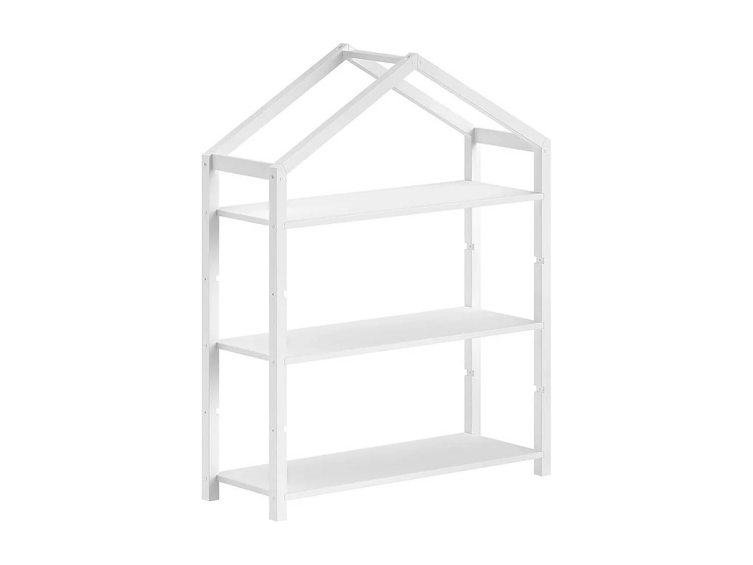 ARKAN - Bibliothèque Cabane en Pin Massif laqué Blanc 3 Niveaux