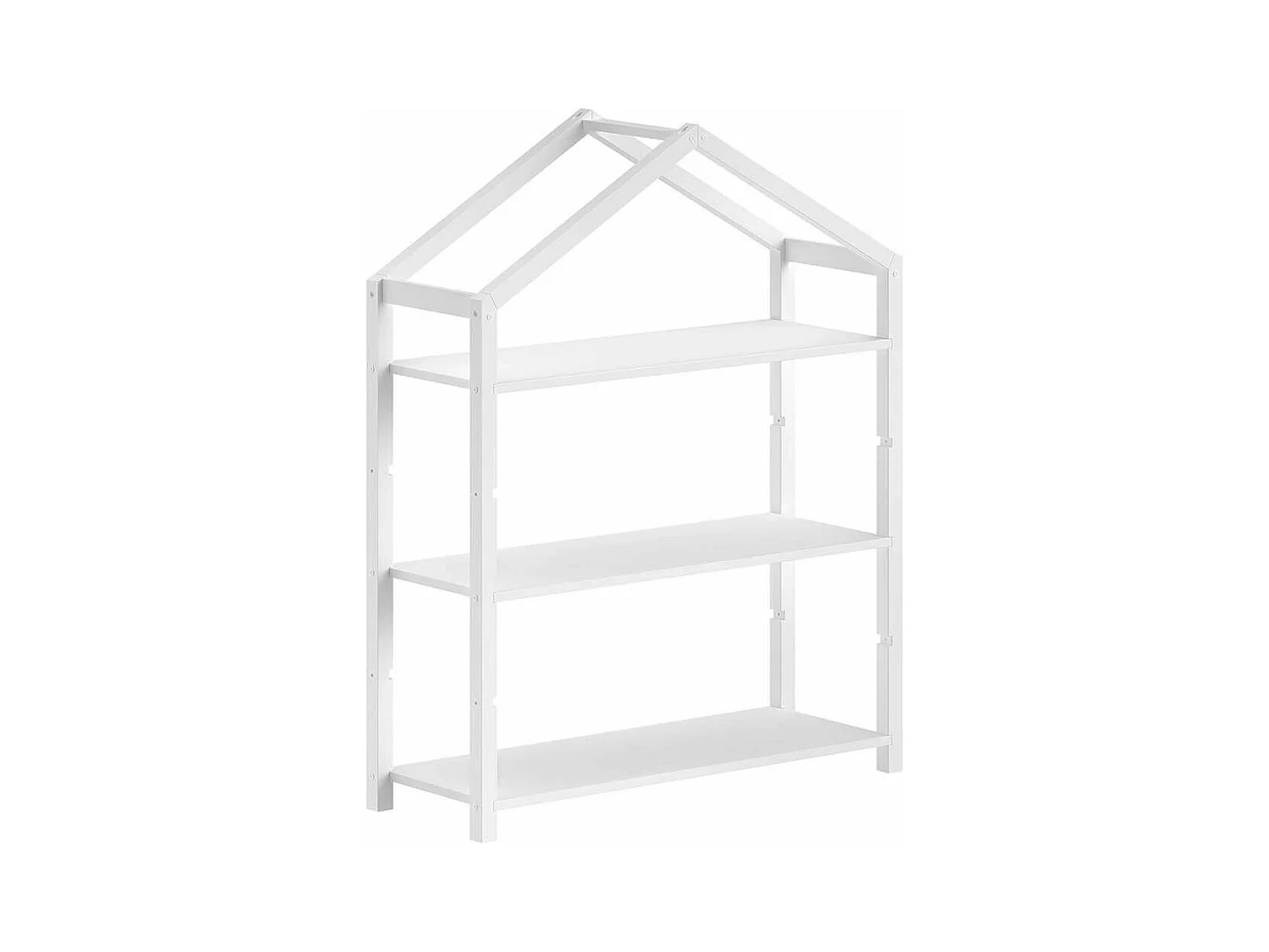 ARKAN - Bibliothèque Cabane en Pin Massif laqué Blanc 3 Niveaux