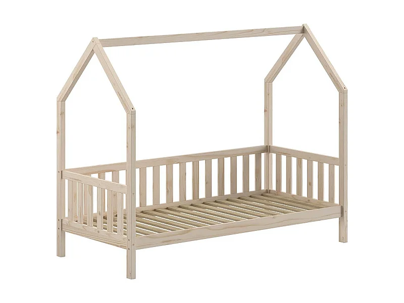 CABANON - Lit Cabane avec Barrières 90x200cm en Pin Massif Naturel