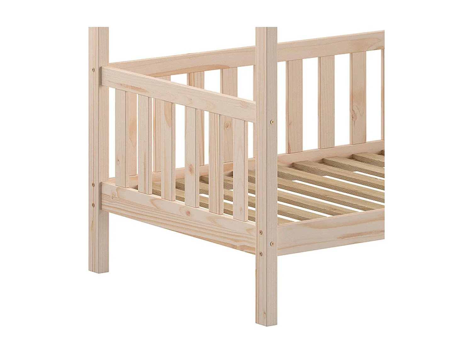 CABANON - Lit Cabane avec Barrières 90x200cm en Pin Massif Naturel