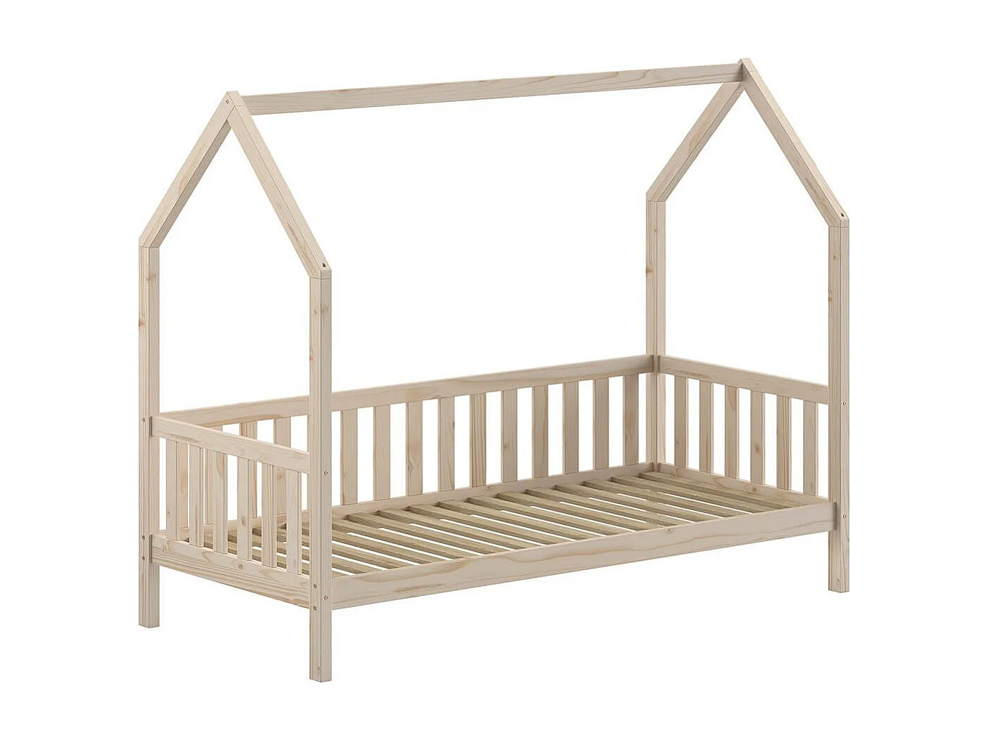 CABANON - Lit Cabane avec Barrières 90x200cm en Pin Massif Naturel