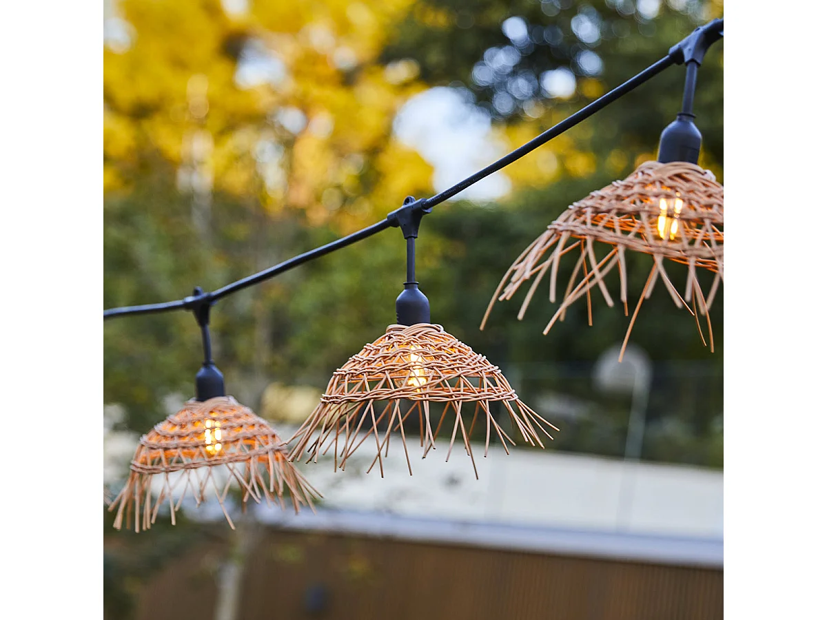 Lot de 25 guirlandes HAWAII Noir Poly rotin 6M