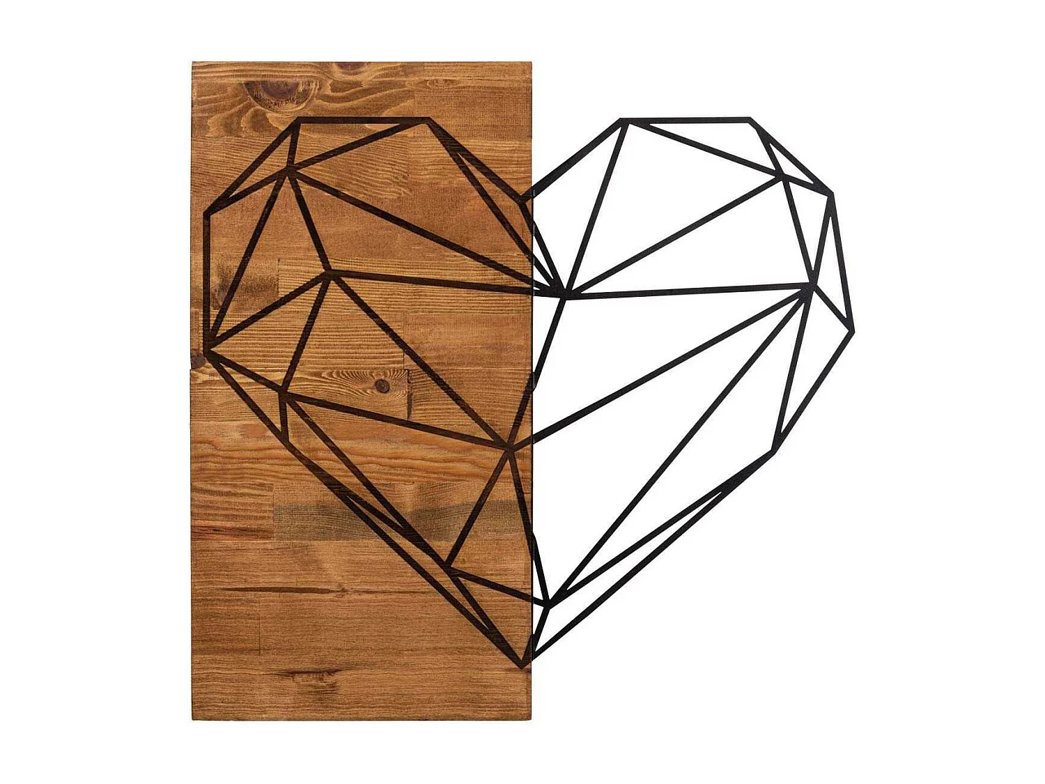 Décoration murale en bois et métal Walnut Coeur