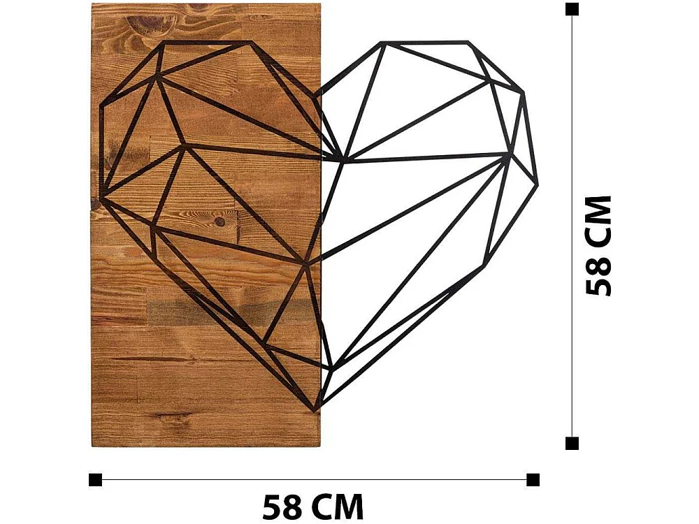 Décoration murale en bois et métal Walnut Coeur