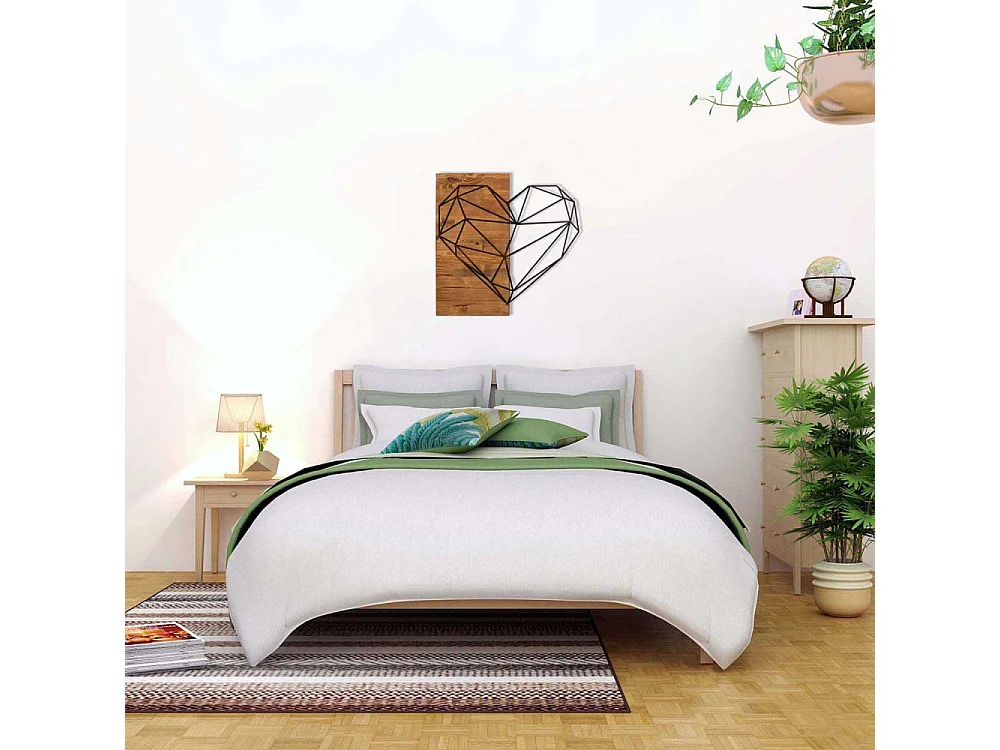 Décoration murale en bois et métal Walnut Coeur