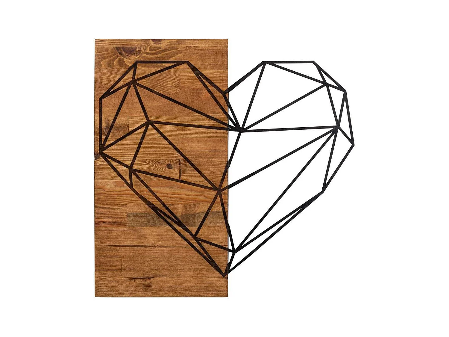 Décoration murale en bois et métal Walnut Coeur