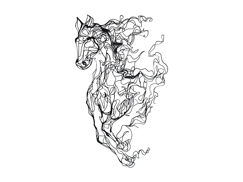 Décoration murale en métal Horse Line Art 41 x 66 cm
