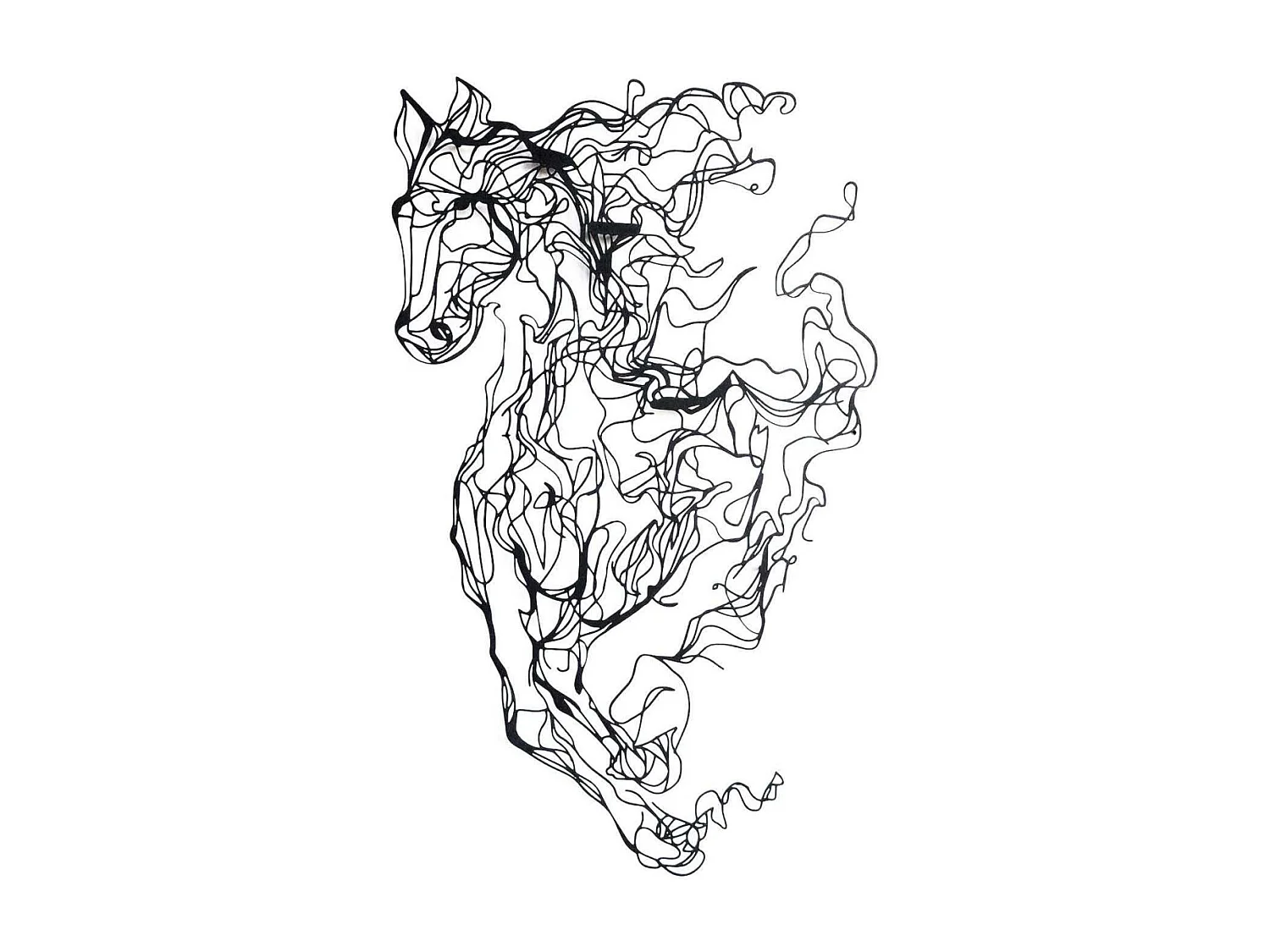 Décoration murale en métal Horse Line Art 41 x 66 cm