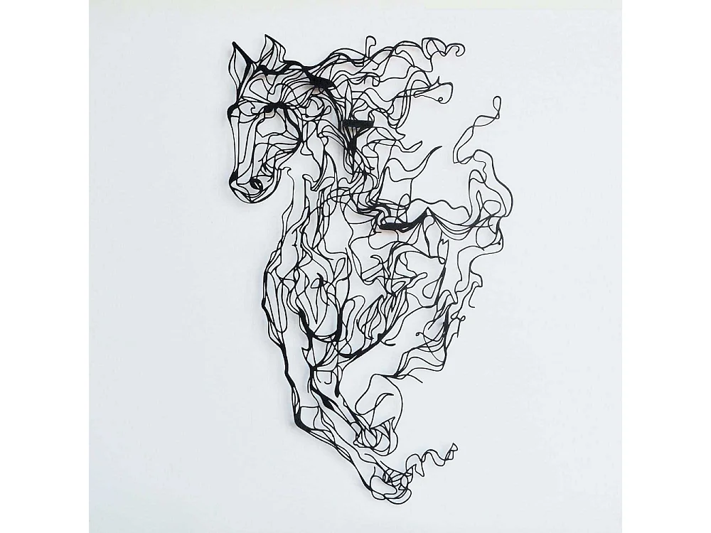 Décoration murale en métal Horse Line Art 41 x 66 cm