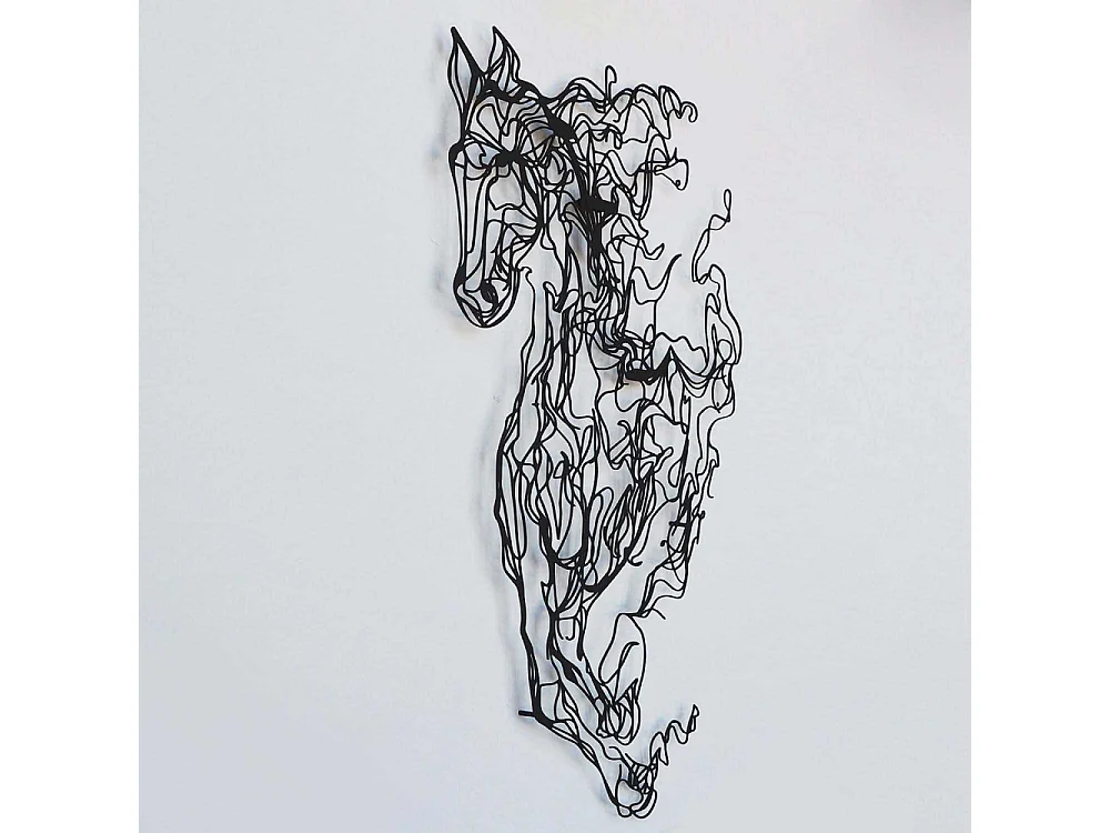 Décoration murale en métal Horse Line Art 41 x 66 cm